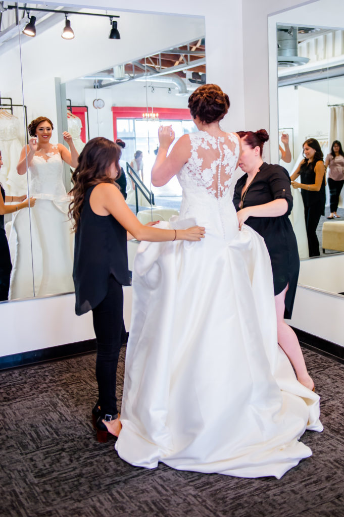 The Bitsy Bridal girls and HMUA team prepping for the shoot.