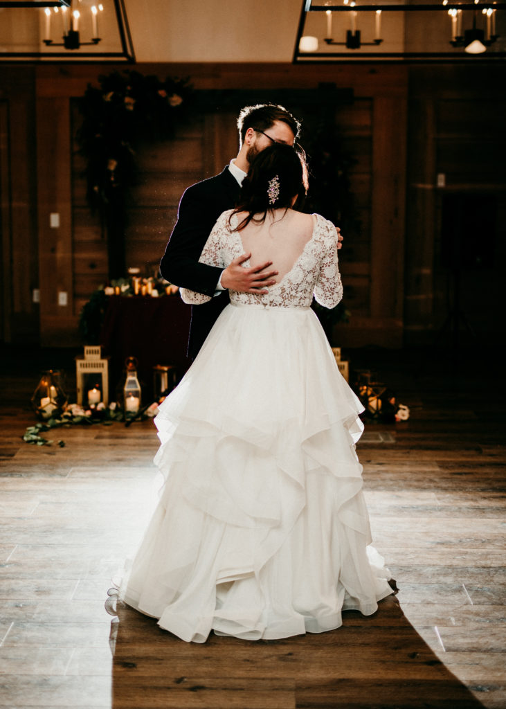 Our real bride, Andrea, dancing in her custom wedding gown. 
